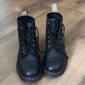 Dr. Martens Black Combat Boots with Yellow Stitching